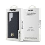 DKNY PU Leather Repeat Pattern Stack Logo MagSafe Black Kryt Samsung Galaxy S24 Ultra