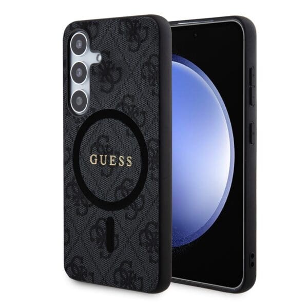 Guess PU Leather 4G Colored Ring MagSafe Black Kryt Samsung Galaxy S24 Plus