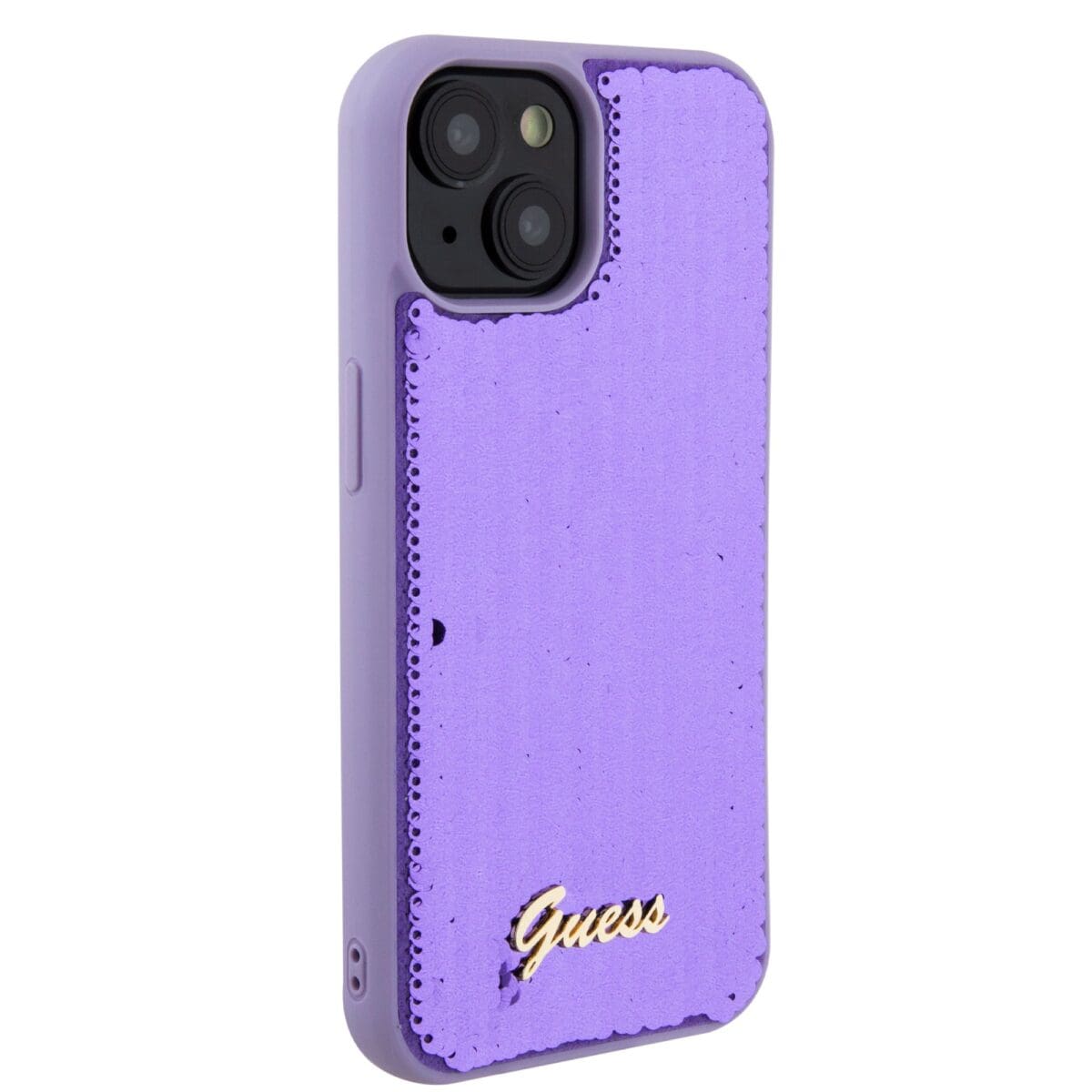 Guess Sequin Script Logo Purple Kryt iPhone 15 Plus