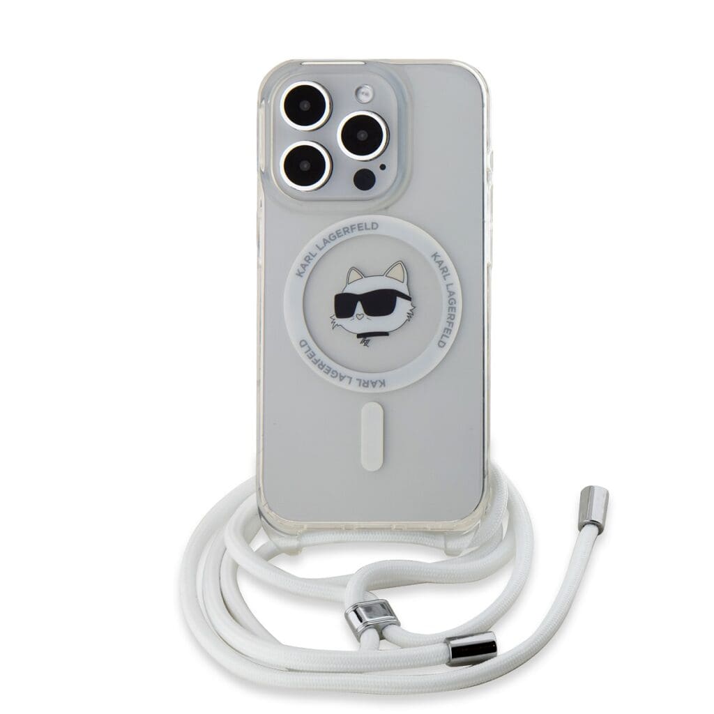 Karl Lagerfeld IML Crossbody Choupette Head MagSafe Transparent Kryt iPhone 15 Pro