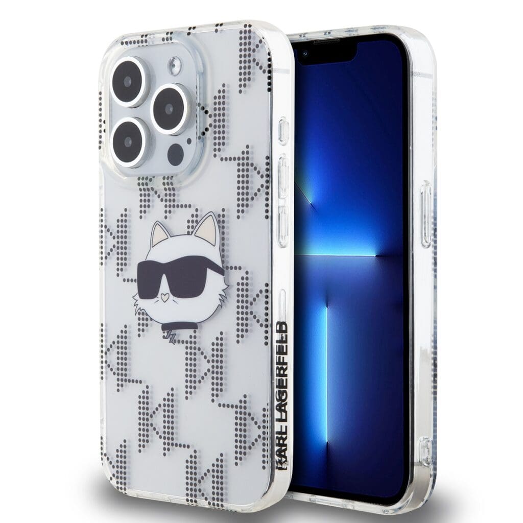 Karl Lagerfeld IML Electroplated Choupette Head Transparent Kryt iPhone 15 Pro