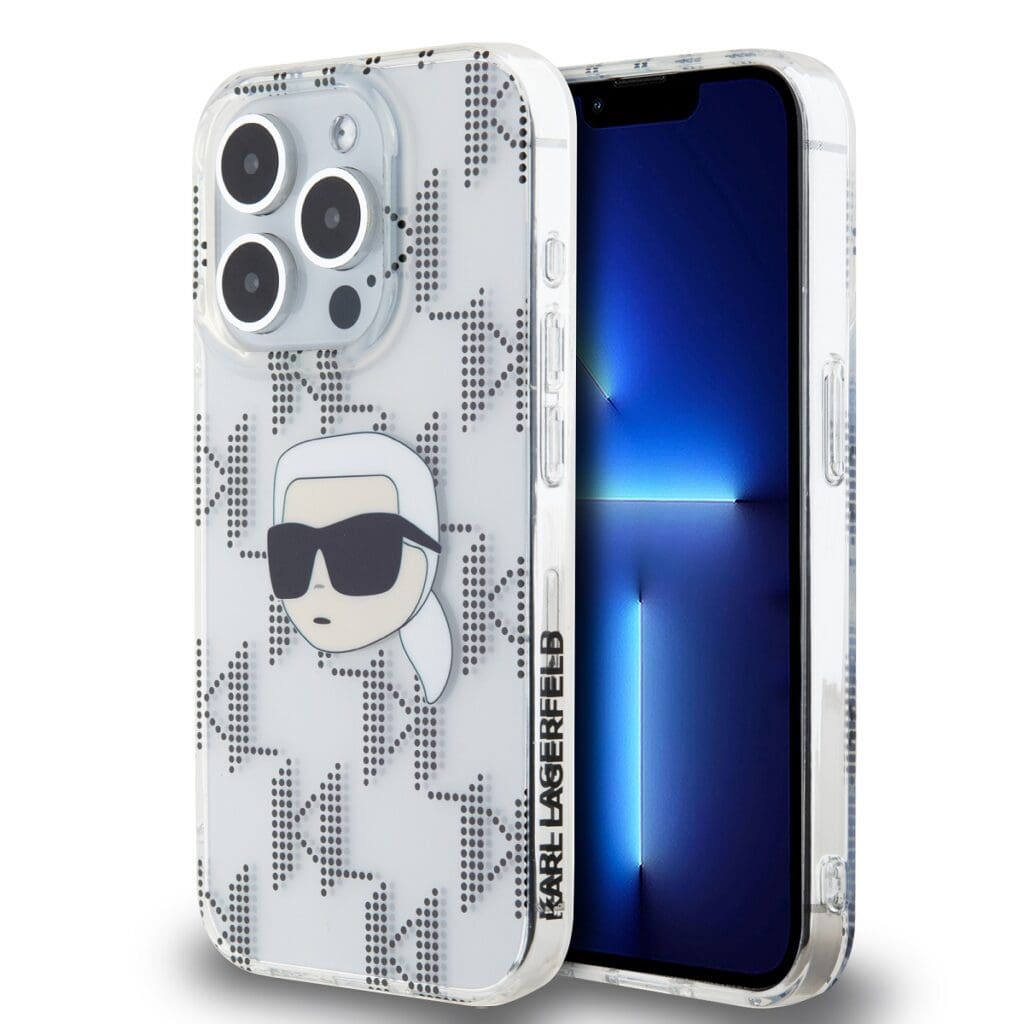 Karl Lagerfeld IML Electroplated Karl Head Transparent Kryt iPhone 15 Pro