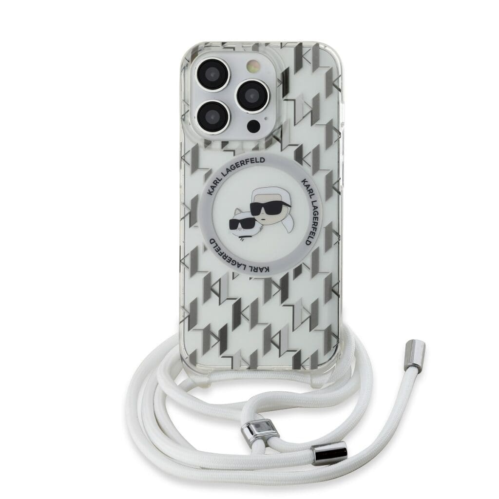 Karl Lagerfeld IML Monogram Crossbody K&CH Heads MagSafe Transparent Kryt iPhone 13 Pro Max