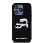 Karl Lagerfeld Liquid Silicone Double Heads MagSafe Black Kryt iPhone 15 Pro