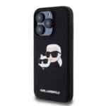 Karl Lagerfeld Liquid Silicone Double Heads MagSafe Black Kryt iPhone 15 Pro