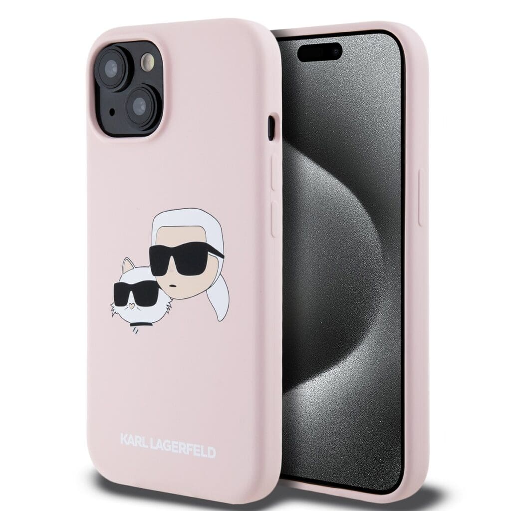 Karl Lagerfeld Liquid Silicone Double Heads MagSafe Pink Kryt iPhone 15
