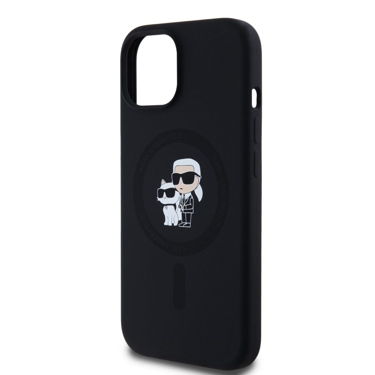 Karl Lagerfeld Liquid Silicone Karl and Choupette MagSafe Black Kryt iPhone 15