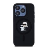 Karl Lagerfeld Liquid Silicone Karl and Choupette MagSafe Black Kryt iPhone 15 Pro