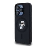 Karl Lagerfeld Liquid Silicone Karl and Choupette MagSafe Black Kryt iPhone 15 Pro