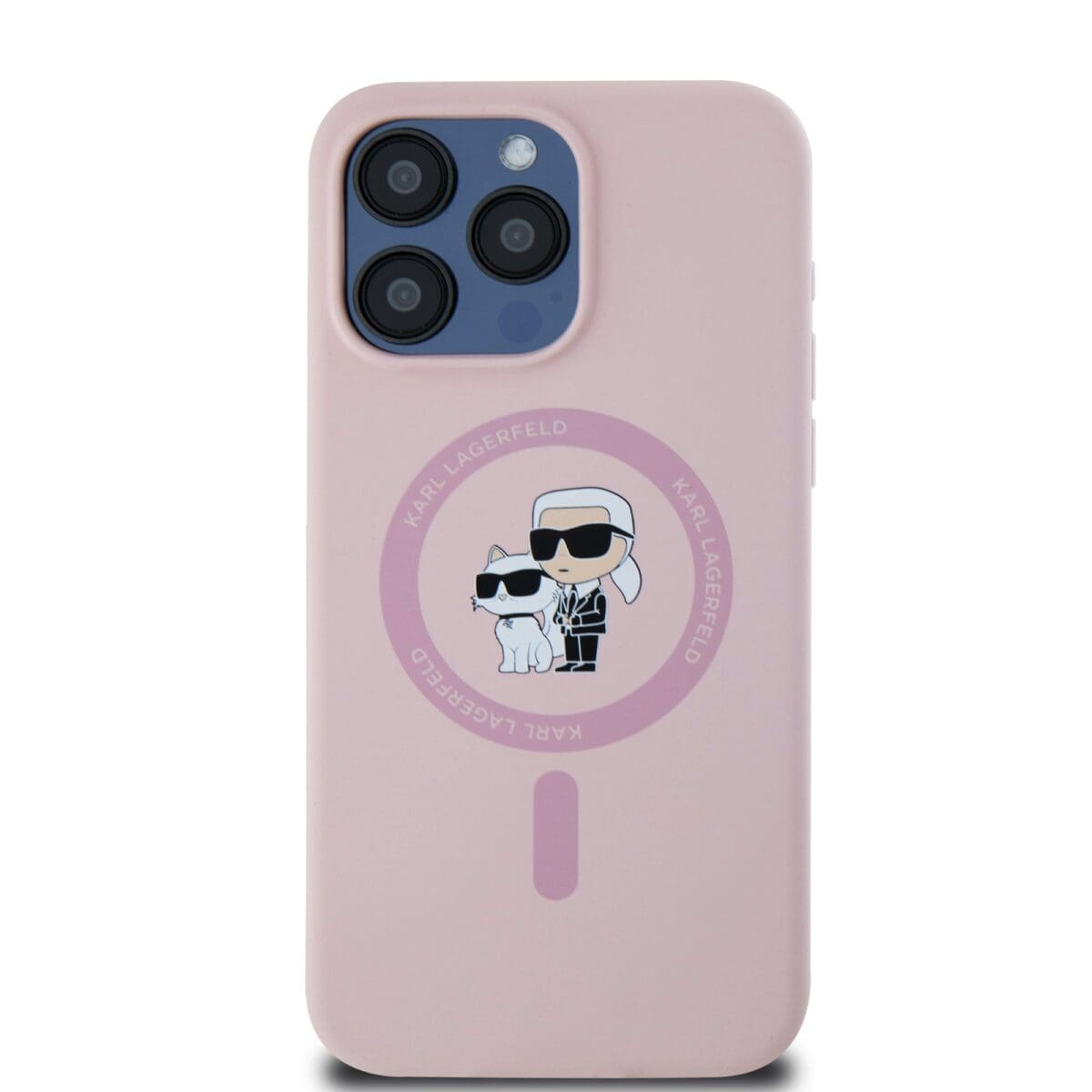 Karl Lagerfeld Liquid Silicone Karl and Choupette MagSafe Pink Kryt iPhone 15 Pro Max