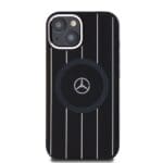 Mercedes Liquid Silicon Stripes Pattern MagSafe Black Kryt iPhone 15