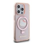 Hello Kitty IML Ringstand Glitter Kitty Head Logo MagSafe Pink Kryt iPhone 15 Pro