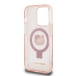 Hello Kitty IML Ringstand Glitter Kitty Head Logo MagSafe Pink Kryt iPhone 15 Pro