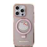 Hello Kitty IML Ringstand Glitter Kitty Head Logo MagSafe Pink Kryt iPhone 15 Pro Max