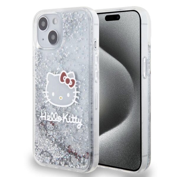 Hello Kitty Liquid Glitter Electroplating Head Logo Transparent Kryt iPhone 13