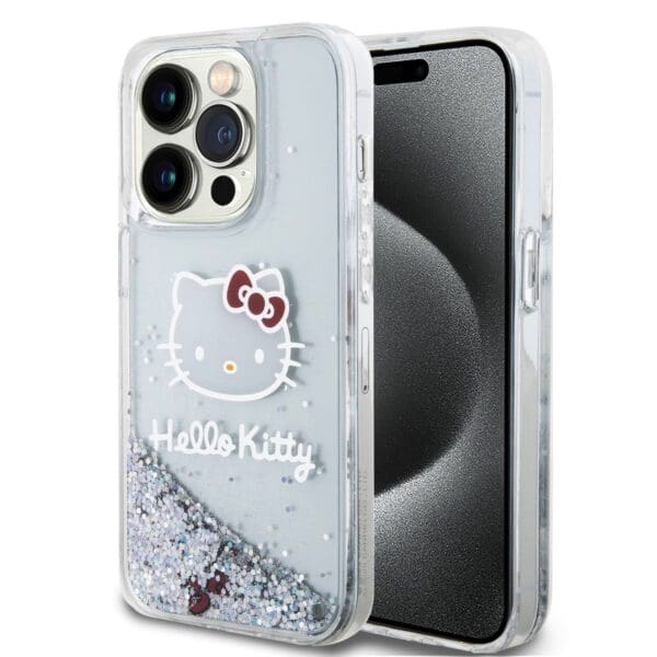 Hello Kitty Liquid Glitter Electroplating Head Logo Transparent Kryt iPhone 13 Pro