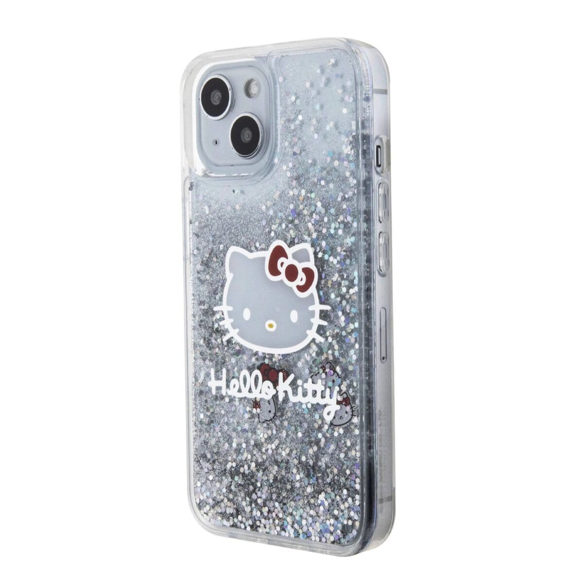 Hello Kitty Liquid Glitter Electroplating Head Logo Transparent Kryt iPhone 15