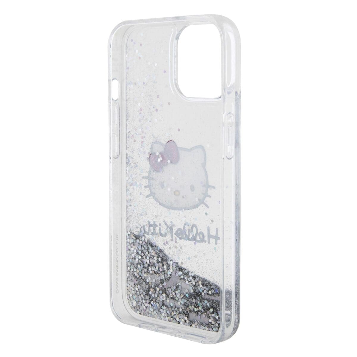 Hello Kitty Liquid Glitter Electroplating Head Logo Transparent Kryt iPhone 15