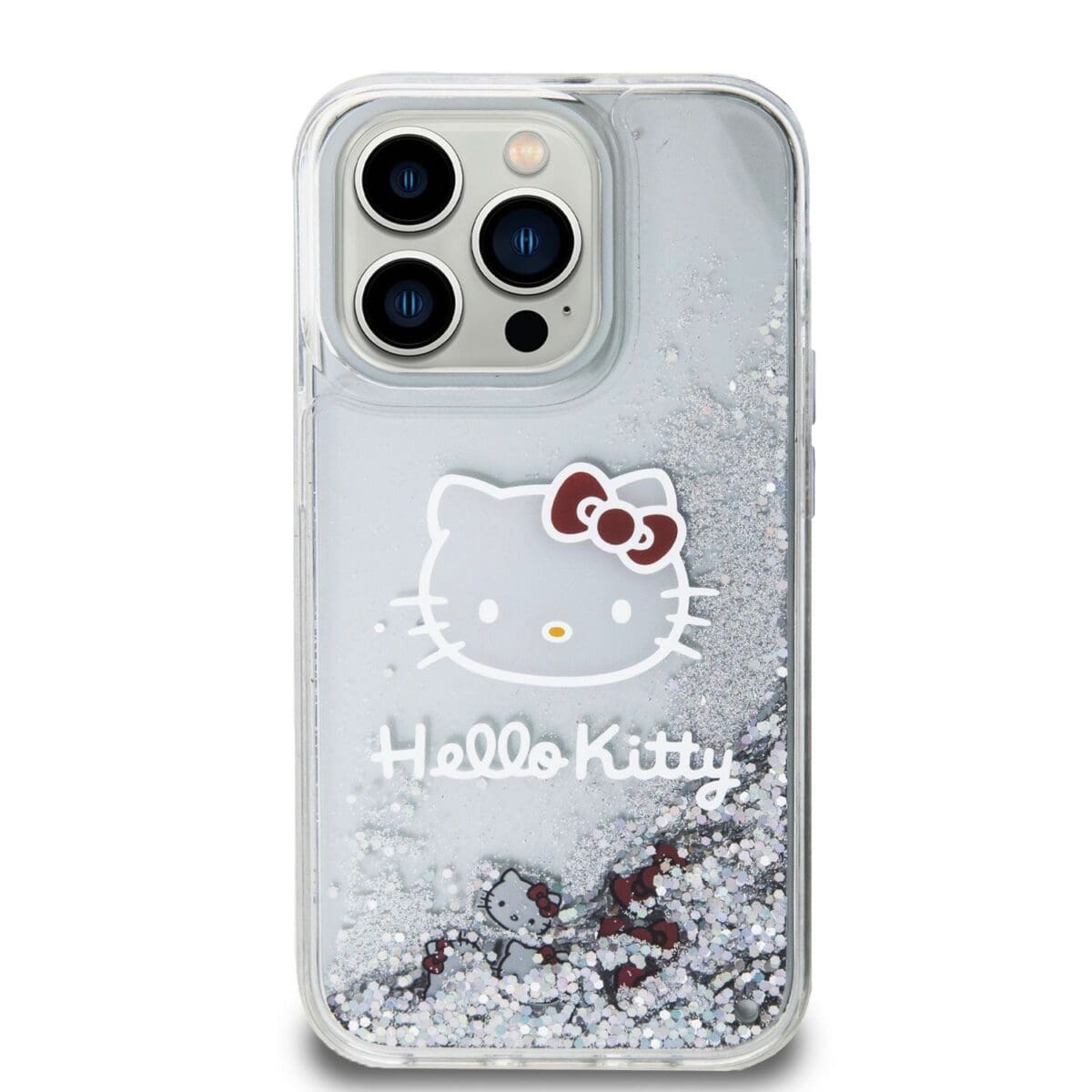 Hello Kitty Liquid Glitter Electroplating Head Logo Transparent Kryt iPhone 15 Pro