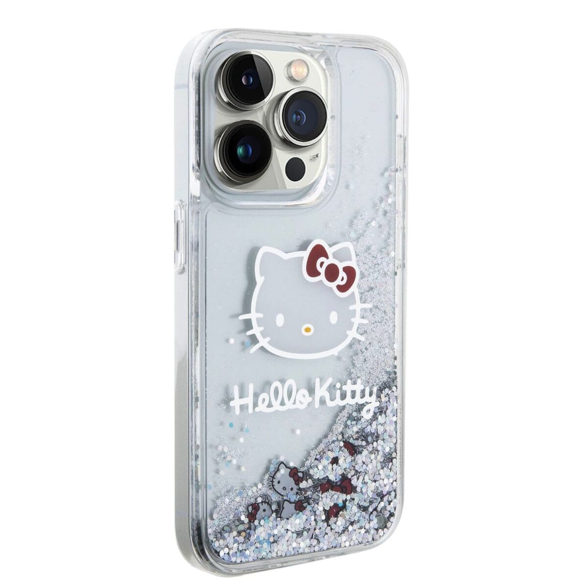 Hello Kitty Liquid Glitter Electroplating Head Logo Transparent Kryt iPhone 15 Pro