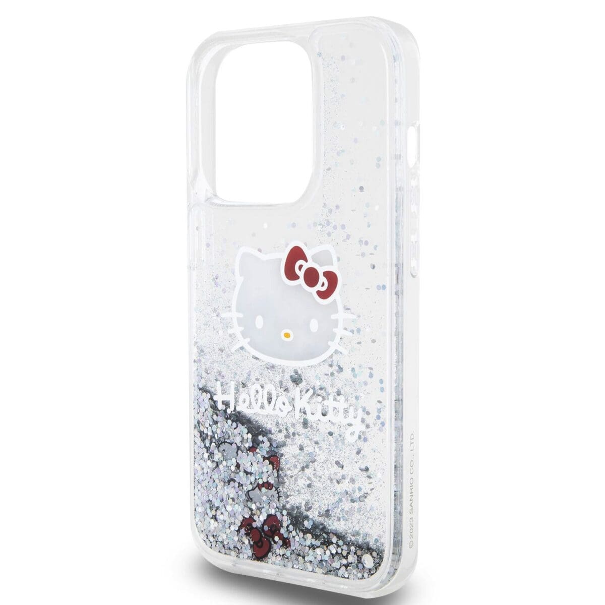 Hello Kitty Liquid Glitter Electroplating Head Logo Transparent Kryt iPhone 15 Pro