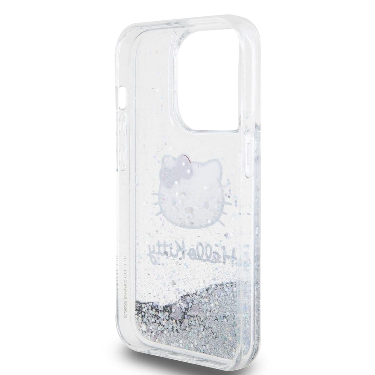 Hello Kitty Liquid Glitter Electroplating Head Logo Transparent Kryt iPhone 15 Pro