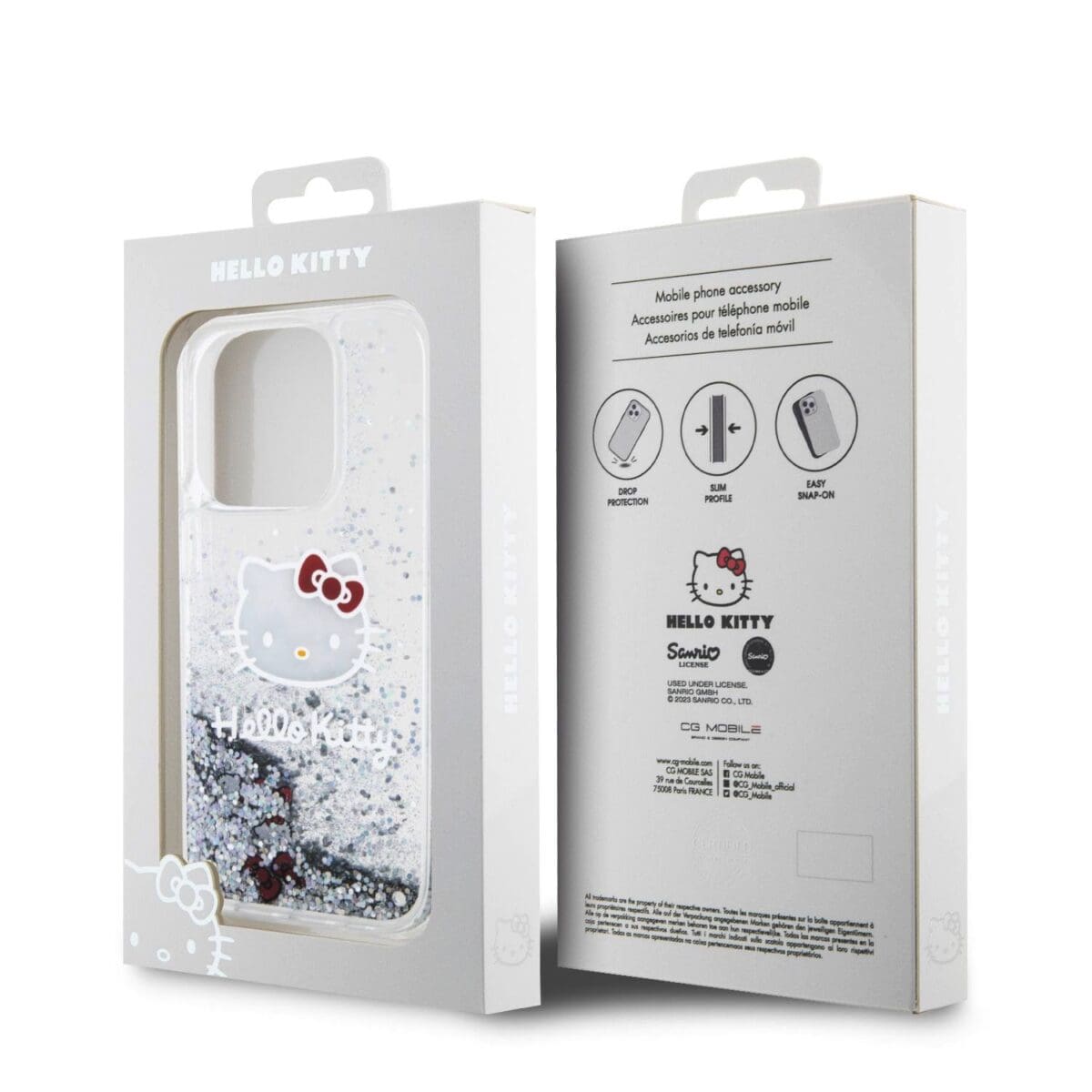 Hello Kitty Liquid Glitter Electroplating Head Logo Transparent Kryt iPhone 15 Pro