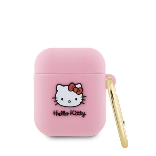 Hello Kitty Liquid Silicone 3D Kitty Head Logo Pink Kryt AirPods 1/2