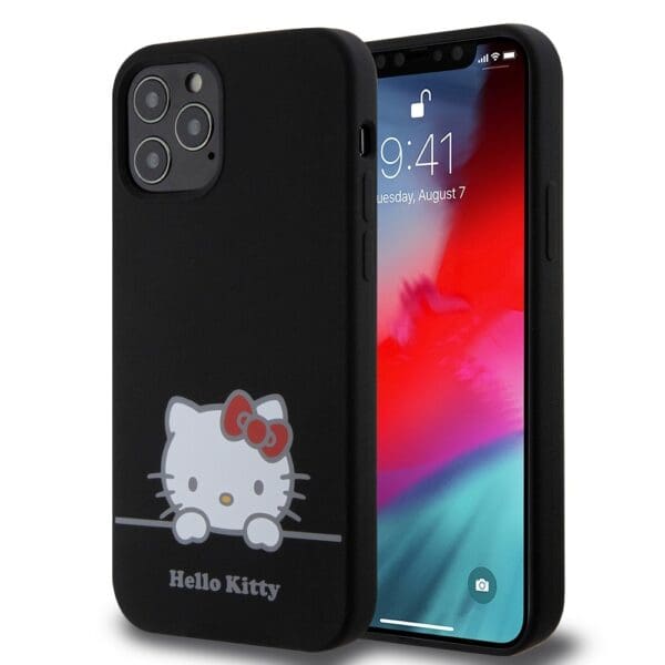 Hello Kitty Liquid Silicone Daydreaming Logo Black Kryt iPhone 12/12 Pro