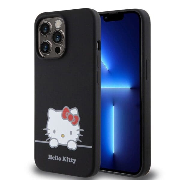 Hello Kitty Liquid Silicone Daydreaming Logo Black Kryt iPhone 13 Pro