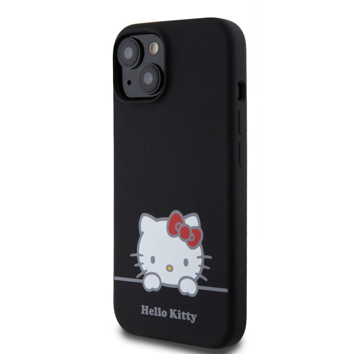 Hello Kitty Liquid Silicone Daydreaming Logo Black Kryt iPhone 15