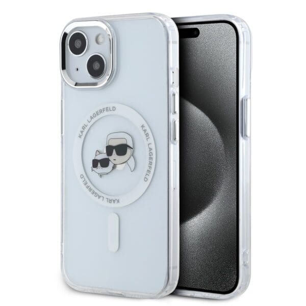 Karl Lagerfeld IML K&CH Heads Metal Frame MagSafe Transparent Kryt iPhone 13