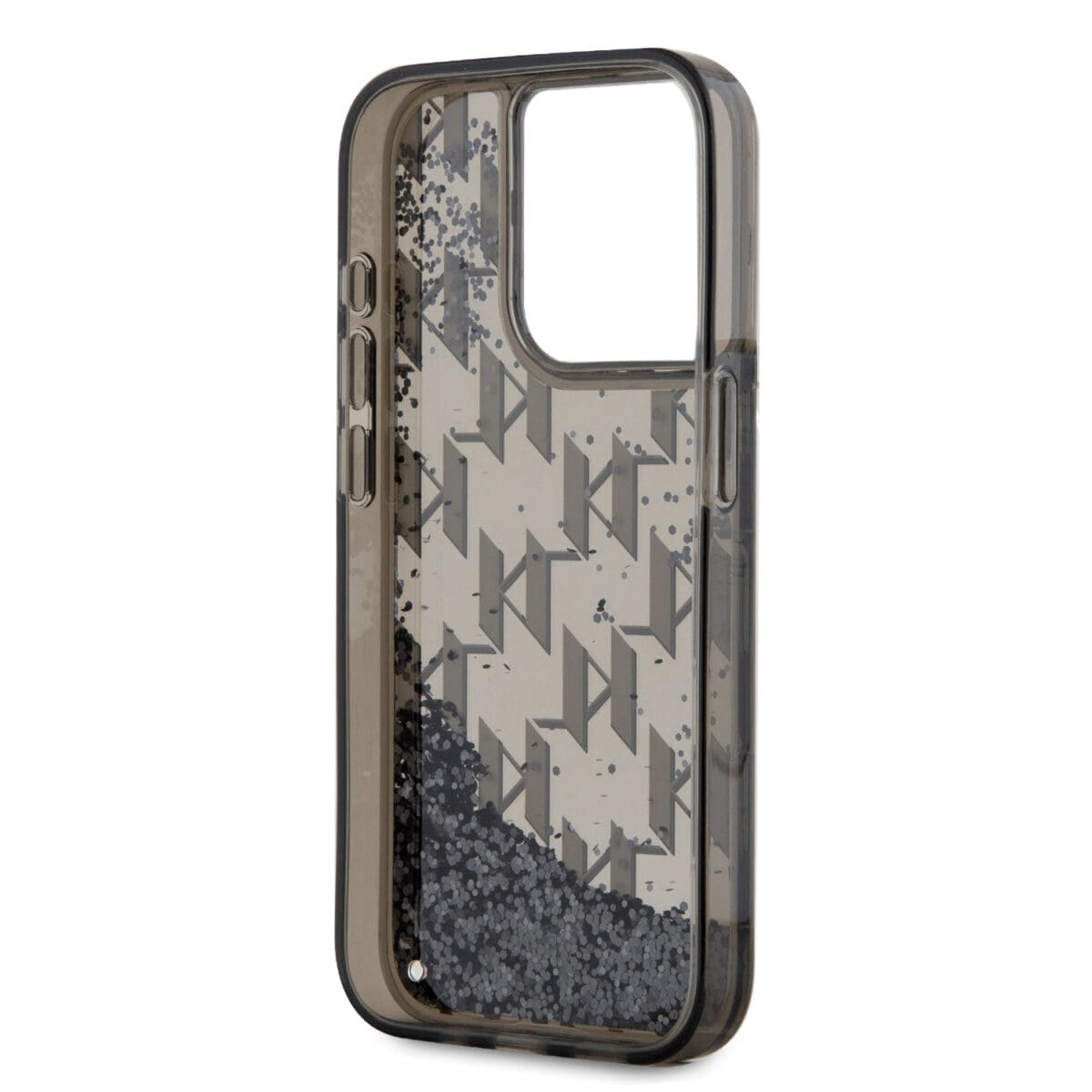 Karl Lagerfeld Liquid Glitter Monogram Gradient Black Kryt iPhone 15 Pro