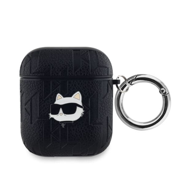 Karl Lagerfeld PU Embossed Choupette Head Black Kryt AirPods 1/2