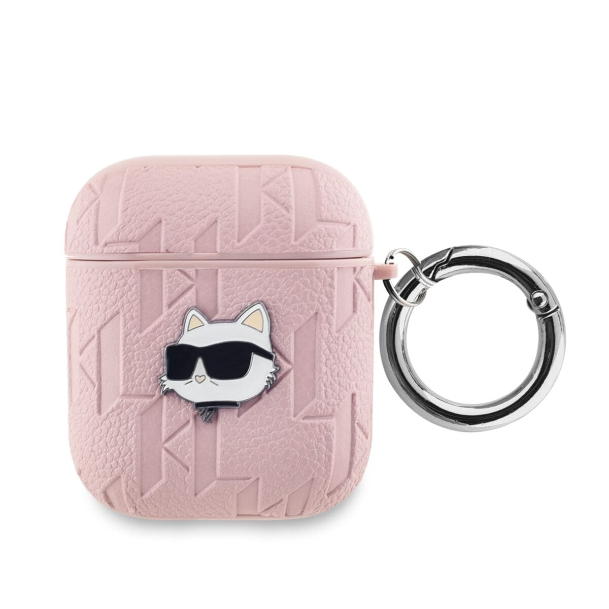 Karl Lagerfeld PU Embossed Choupette Head Pink Kryt AirPods 1/2