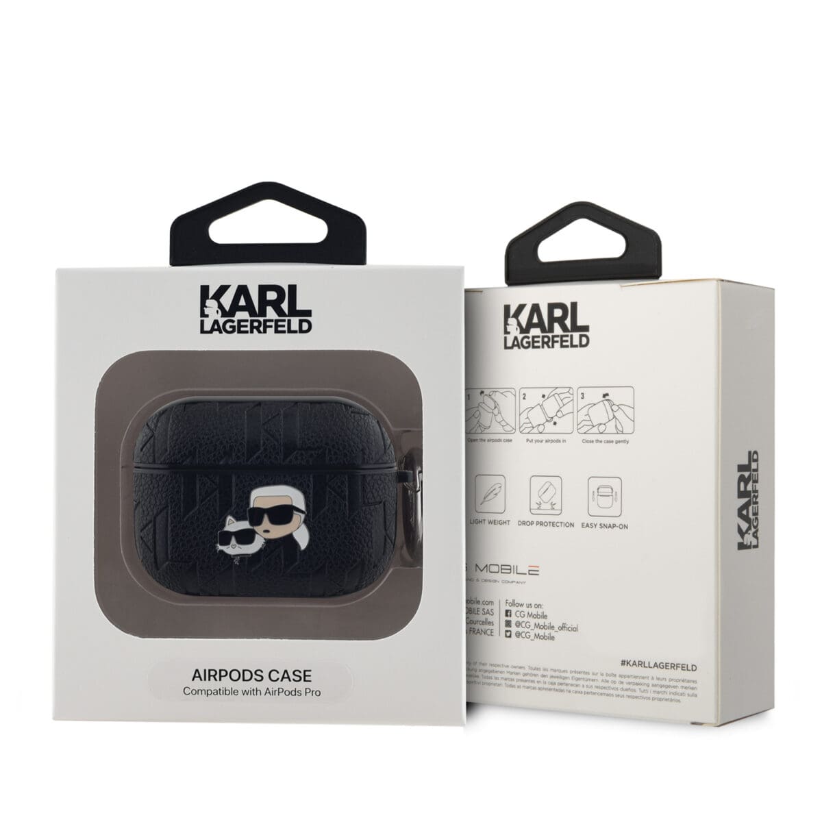 Karl Lagerfeld PU Embossed Karl and Choupette Heads Black Kryt AirPods Pro