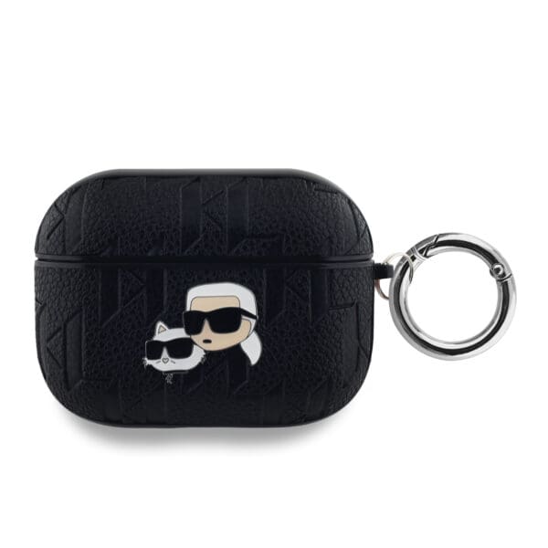 Karl Lagerfeld PU Embossed Karl and Choupette Heads Black Kryt AirPods Pro