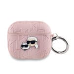 Karl Lagerfeld PU Embossed Karl and Choupette Heads Pink Kryt AirPods 3