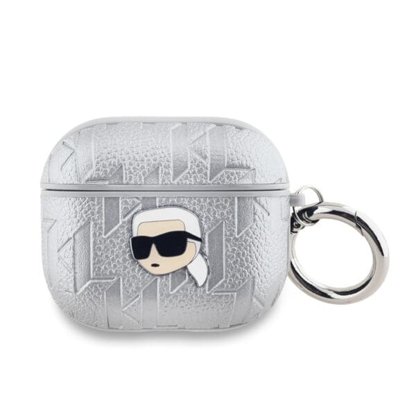 Karl Lagerfeld PU Embossed Karl Head Silver Kryt AirPods 3