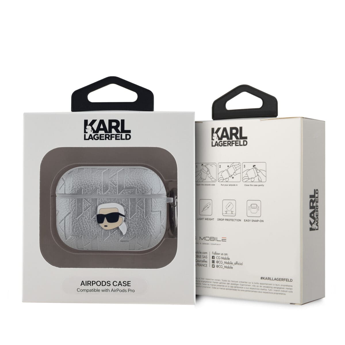 Karl Lagerfeld PU Embossed Karl Head Silver Kryt AirPods Pro