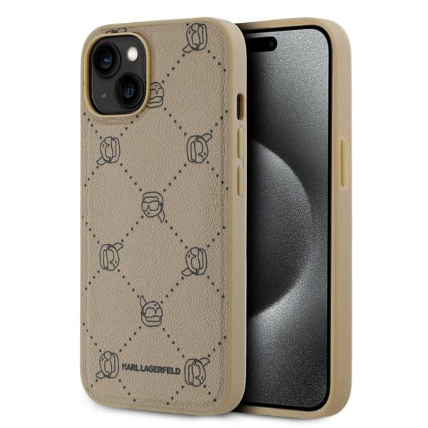 Karl Lagerfeld PU Karl Heads Pattern MagSafe Beige Kryt iPhone 14