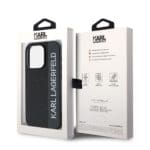 Karl Lagerfeld PU Saffiano Rhinestone Charm Black Kryt iPhone 15 Pro Max