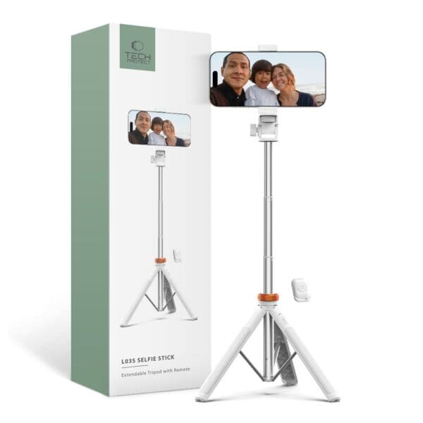 Tech-Protect L03S Bluetooth Selfie Stick Tripod White