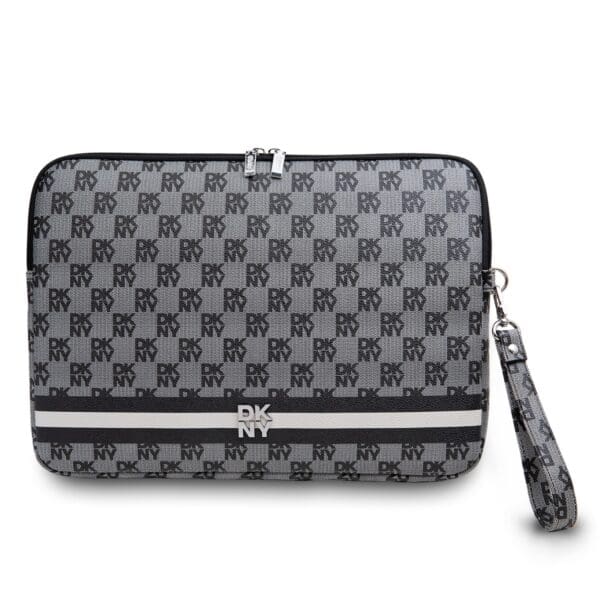 DKNY PU Leather Checkered Pattern and Stripe Notebook 13/14" Black