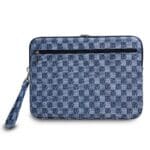 DKNY PU Leather Checkered Pattern and Stripe Notebook 13/14" Blue