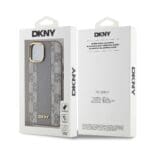 DKNY PU Leather Checkered Pattern MagSafe Beige Kryt iPhone 15