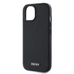 DKNY PU Leather Silver Metal Logo MagSafe Black Kryt iPhone 13