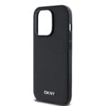 DKNY PU Leather Silver Metal Logo MagSafe Black Kryt iPhone 14 Pro Max