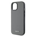 DKNY PU Leather Silver Metal Logo MagSafe Grey Kryt iPhone 13