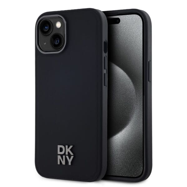 DKNY PU Leather Stack Logo MagSafe Black Kryt iPhone 14